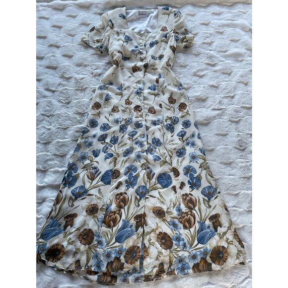 🔥Vintage Betty Barclay Made In German Floral Maxi Dress Cottagecore Romantic XS - Picture 9 of 15